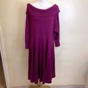 Torrid Purple Shimmer Off the Shoulder Sweater Dress 3X